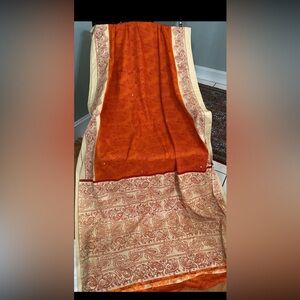 Beautiful mirror work chiffon indian/Pakistani party wear saree